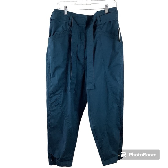 Anthropologie Turquoise Ellie Embroidered Utility Pants - Picture 1 of 8